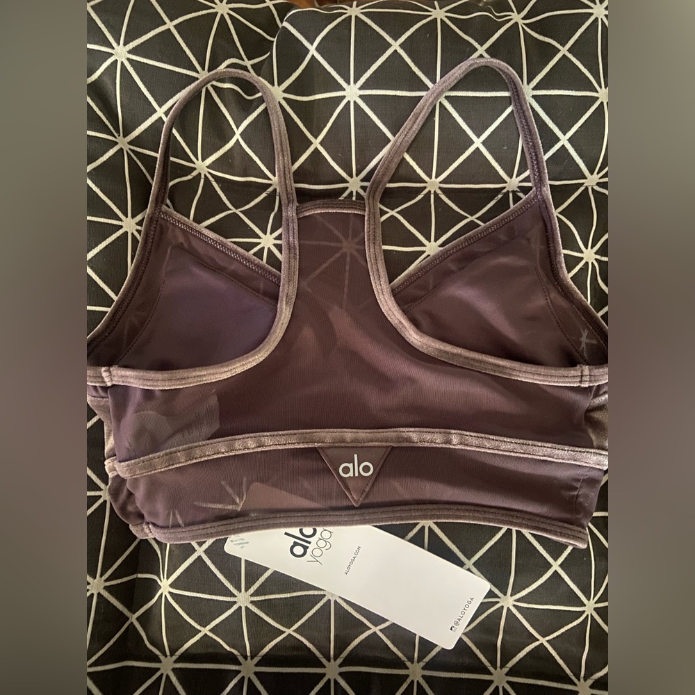 ALO Yoga Velour Luxe Bra in Dusty Rose. NWT